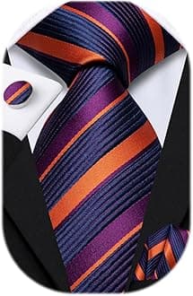 Dubulle Mens Tie Set Solid Paisley Silk Striped Necktie for Men with Cufflinks Tie and Pocket Square