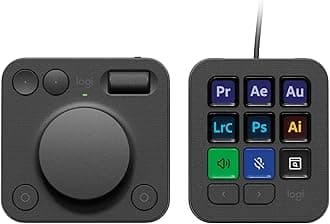 MX Creative Console, 9 Customizable LCD Keys, Stream Deck Accessories,Connectivity Technology USB-C, Control Dial for Graphic Design, Zoom, Spotify - Graphite, 3-Month Adobe Cloud Membership