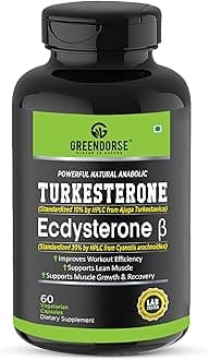 GREENDORSE Turkesterone with Ecdysterone Powerful Natural Dual sterone Action- For increased Workout efficiency, Lean muscles, Muscle growth & Recovery- 60 Veg Capsules