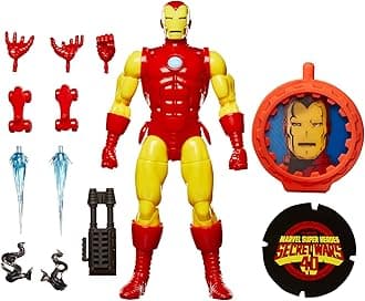 Hasbro Marvel Legends Series Iron Man, The Avengers Retro Marvel Comics Secret Wars Collectible 6-Inch Action Figure with Shield G0780 Authentic