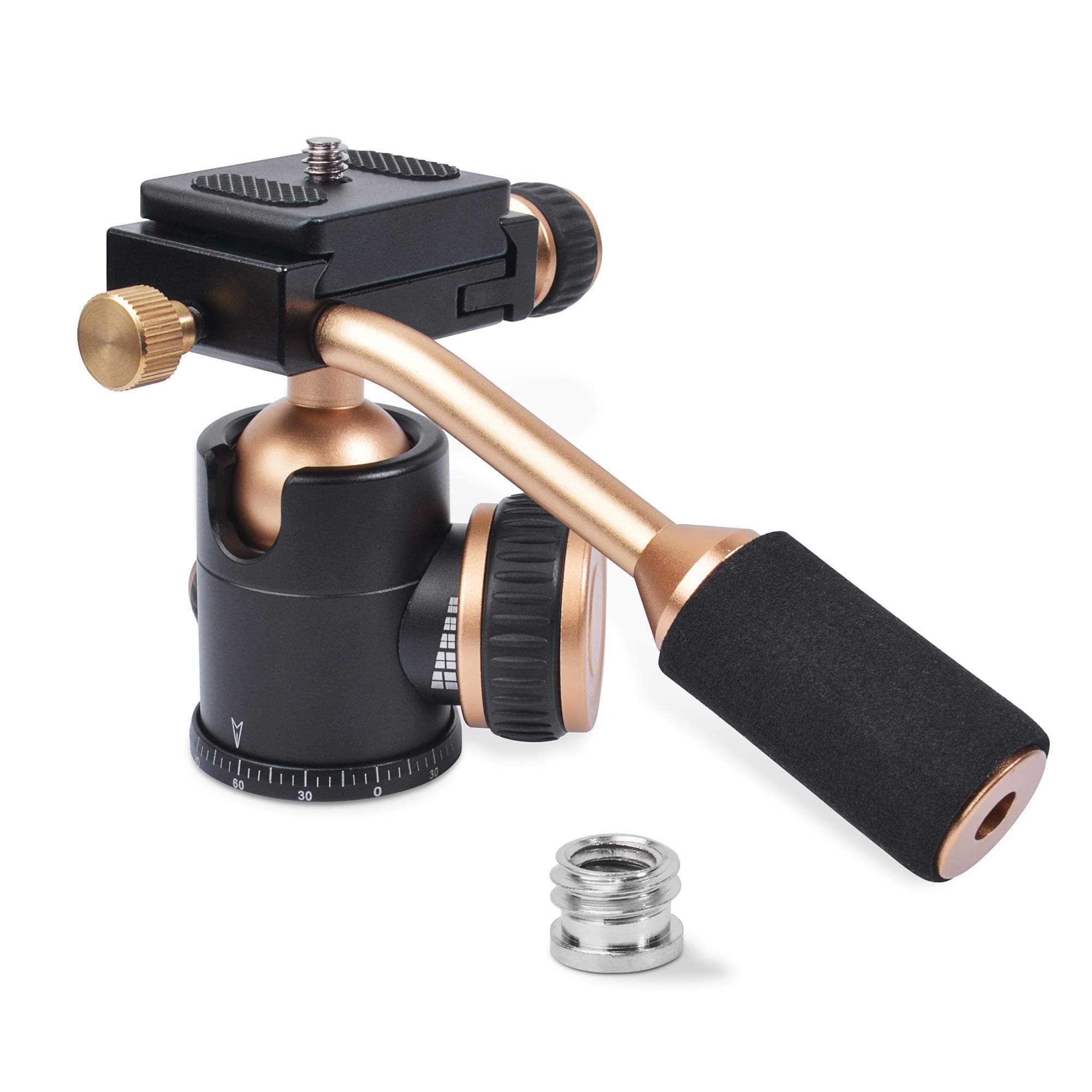 Tripod Head, Flexi-Tilt Universal Ball Head with Quick Release Plate, 1/4 Screw for DSLR Camera, Video Camcorder, Cellphone/Pad, Mirrorless Cameras, Ring Light, Selfie