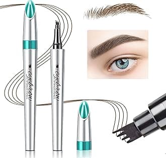 Excefore Eyebrow Pencil Eyebrow Microblading Pen - Eye Makeup Eyebrow Pen Micro 4 Point Brow Pen Lift & Snatch Eyebrow Microblading Pen Long-Lasting Waterproof Natural Eyebrow Hair (Dark Brown)