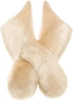 BABEYOND Womens Faux Fur Collar Shawl Faux Fur Scarf Wrap Evening Cape for Winter Womens Coat