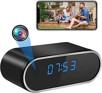Small Camera Hidden Camera Spy Camera Compact Surveillance Camera Small Security Camera Clock Camera [140° Wide Angle Smartphone Linkage 1080P Quality Night Vision Motion Detection Automatic Alert 4