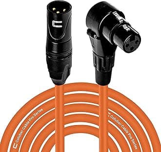 Balanced XLR Cable Male to Right Angle Female - 15 Feet Orange - Pro 3-Pin Microphone Connector for Powered Speakers, Audio Interface or Mixer for Live Performance & Recording
