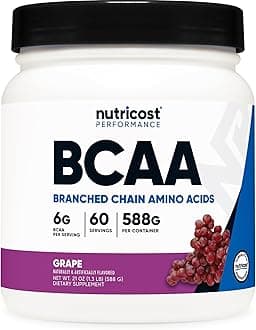 BCAA Powder (Grape, 60 Servings) - Optimal 2:1:1 Ratio, Vegetarian Friendly, Non-GMO, Gluten Free