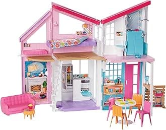 Malibu House 2-Story Dollhouse With Transformation Features And 25+ Pieces Fxg57