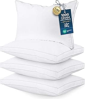 Bed Pillows for Sleeping Queen Size (White), Set of 4, Soft & Fluffy Pillow with Down Alternative Filling, Cooling, Hotel Quality, Gusseted Pillow for Back, Stomach or Side Sleepers