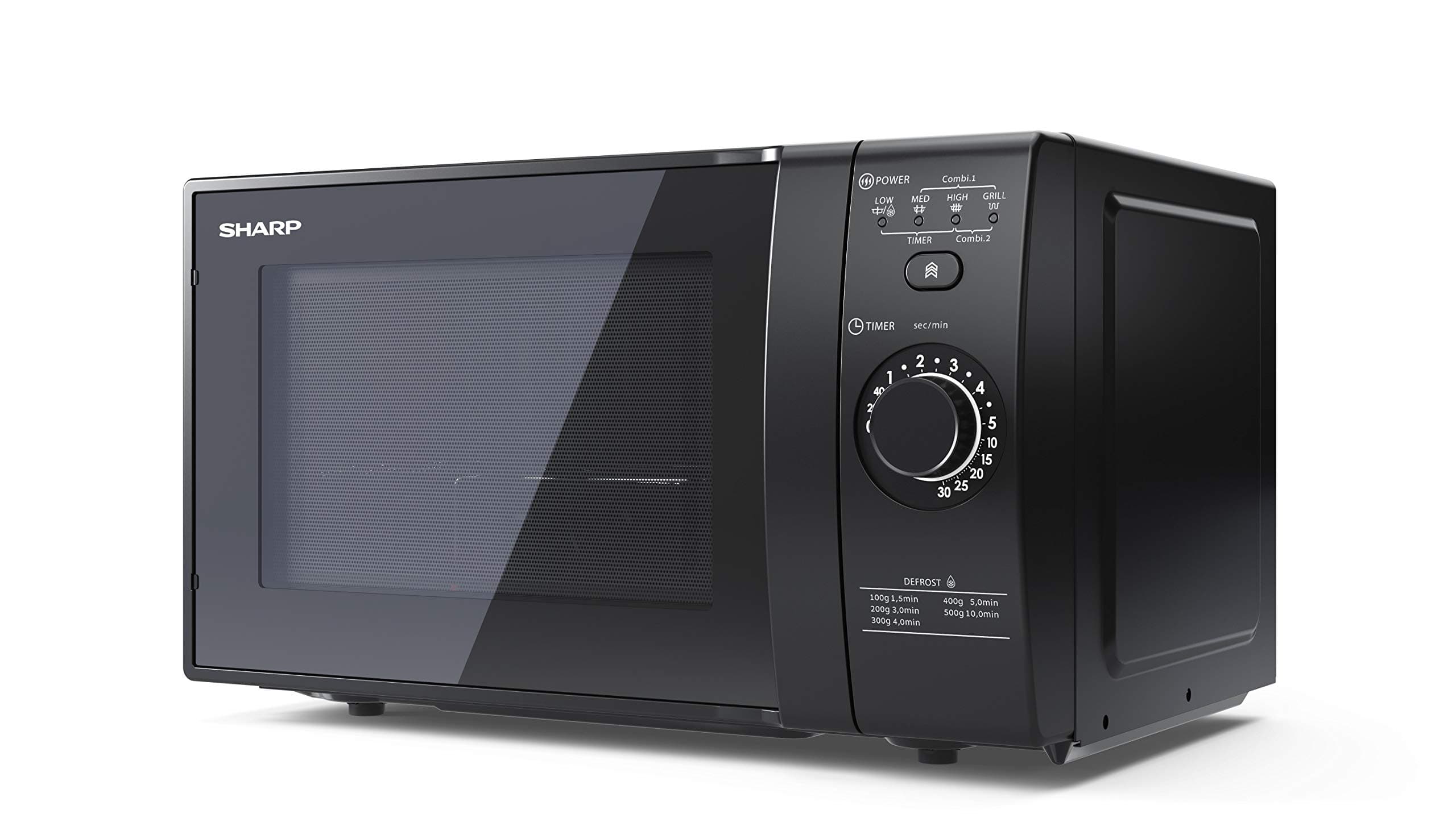 YC-GG02U-B Compact 20 Litre 700W Digital Microwave with 1000W Grill, 3 power levels, ECO Mode, defrost function, LED cavity light - Black