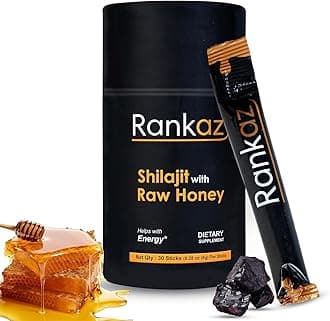 Rankaz Natural Shilajit Honey Sticks Organic - 30 Sticks, Shilajit Honey Fulvic Acid and Trace Minerals
