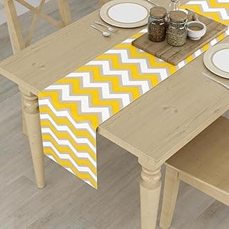 HOMEMONDE Table Runner for Center Table 4 Seater Luxury 13 x 60 Inch for Dining Room Decor, Yellow Chevron, 33 x 152 CM