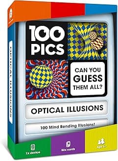 100 PICS Optical Illusions Game - Fun Pocket Flash Card Games for Smart Kids and Adults