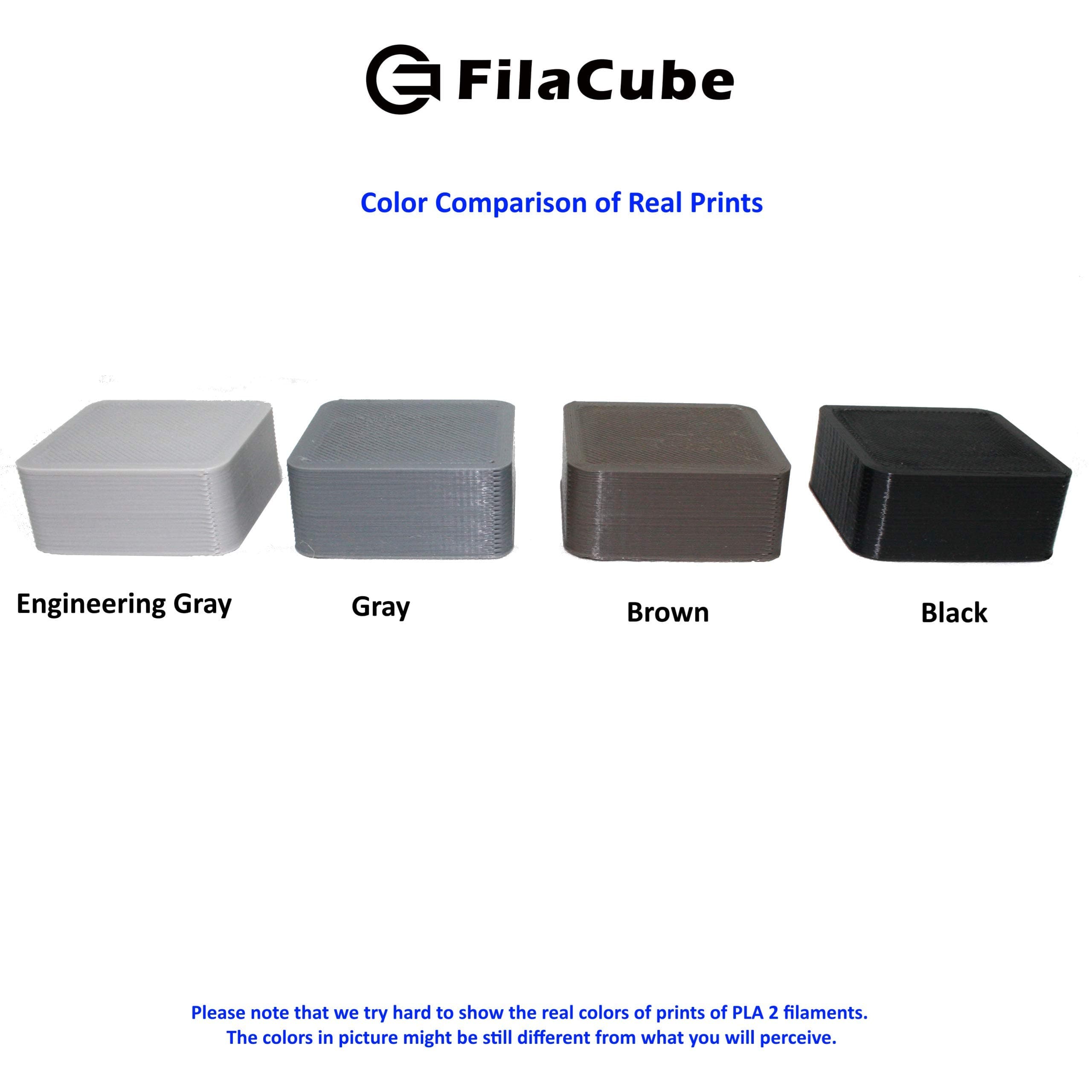 2 Rolls of Engineering Gray (Light Grey,Cool Grey 6C,Warship Gray) PLA 3D Printer 1.75mm Filament - FilaCube PLA 2 Filament, Print Temperature 220℃ or Higher, Discounted Price[Made in USA]