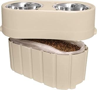 Store-N-Feed Adjustable Raised Dog Bowl, Feeder & Food Storage Containers Large Bowl Stand Adjusts from 8" to 12" (Dog Food Container, Unique Water Dispenser)
