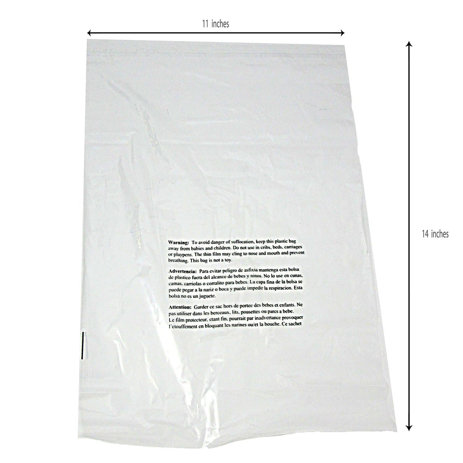 Suffocation Warning Poly Bag, 1.5ml Self-Sealed, 200 Count 12x18