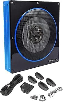 Rockville RW10CA 800W Peak Slim 10" Active Powered Car Subwoofer, Built-in Amp, Hardwired Remote Control, Low Profile Design for Compact Car Audio Systems