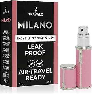 Travalo Milano Perfume Atomizer - Leak-Proof and TSA Approved for Air Travel - Reusable, Airtight, Easy Fill Mini Pump Sprayer - Lightweight Vegan Leather w/Polished Metal Outer Shell - Perfect Pink