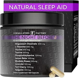 The Night Before 10-in-1 Midnight Maximizer Sleep Aid, Stress Relief, Cognition, Relaxation, Recovery, Focus, Magnesium Glycinate, L-Theanine & More, (120 Capsules – 2 Month Supply)