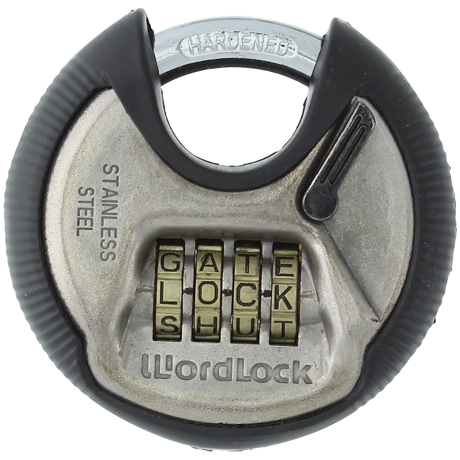 Wordlock PL-074-SN 4-Dial Combination Disc Padlock, Multicolor, 70mm