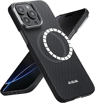 iPhone 16 Pro Case 6.3” - MagSafe Compatible, Ultra Slim with Caseless Feel, 600D Aramid Fiber Woven - Black/Grey (Twill)