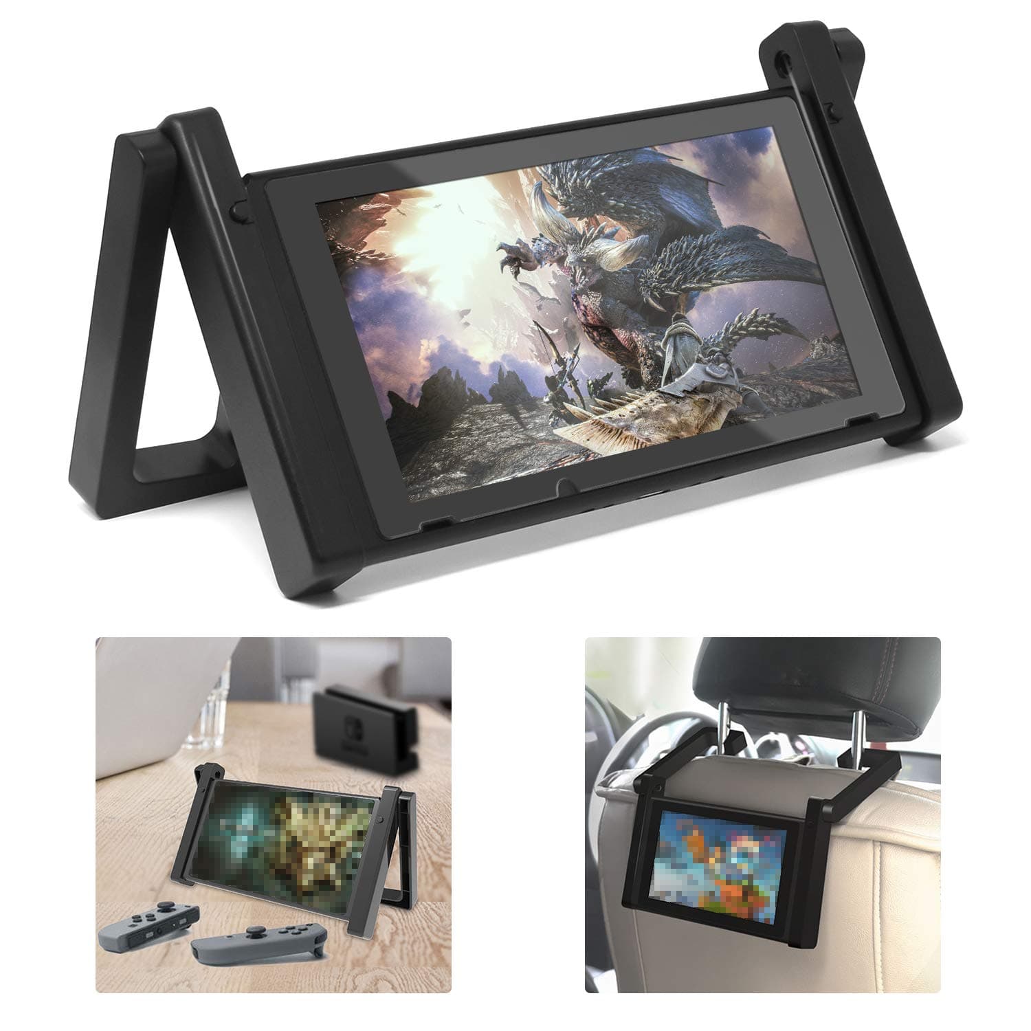 Stand Compatible with Switch, 2-in-1 Mount holder for Car, Portable and Adjustable Desk Holder
