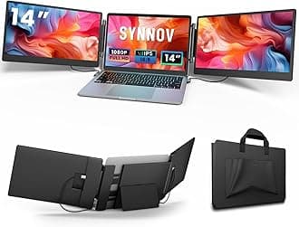 Laptop Screen Extender, 14" FHD 1080P Triple Portable Monitor for 13"-16.5" Laptop with Stand, Dual Monitors Built-in Speakers, Plug & Play, Monitor Extender for MacOS/Wins/Chrome/Dex