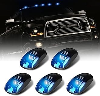 5X Blue LED Cab Lights Smoked Cab Roof Running Top Marker Light Compatible for Ram 1500 2500 3500 4500 5500 2003-2018 Pickup Trucks