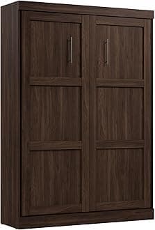 Bestar Pur Full Size Murphy Bed in Black Walnut, 59-inch Space-Saving Sleeping Arrangement for Multipurpose Area, Bedroom, Guest Room, or Living Room