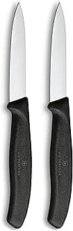 Victorinox Swiss Classic, Paring and Vegetable Knife Set, 2-piece, Extra Sharp Blade, Straight Edge for Precise cuts, 8 cm, Stainless Steel, Black