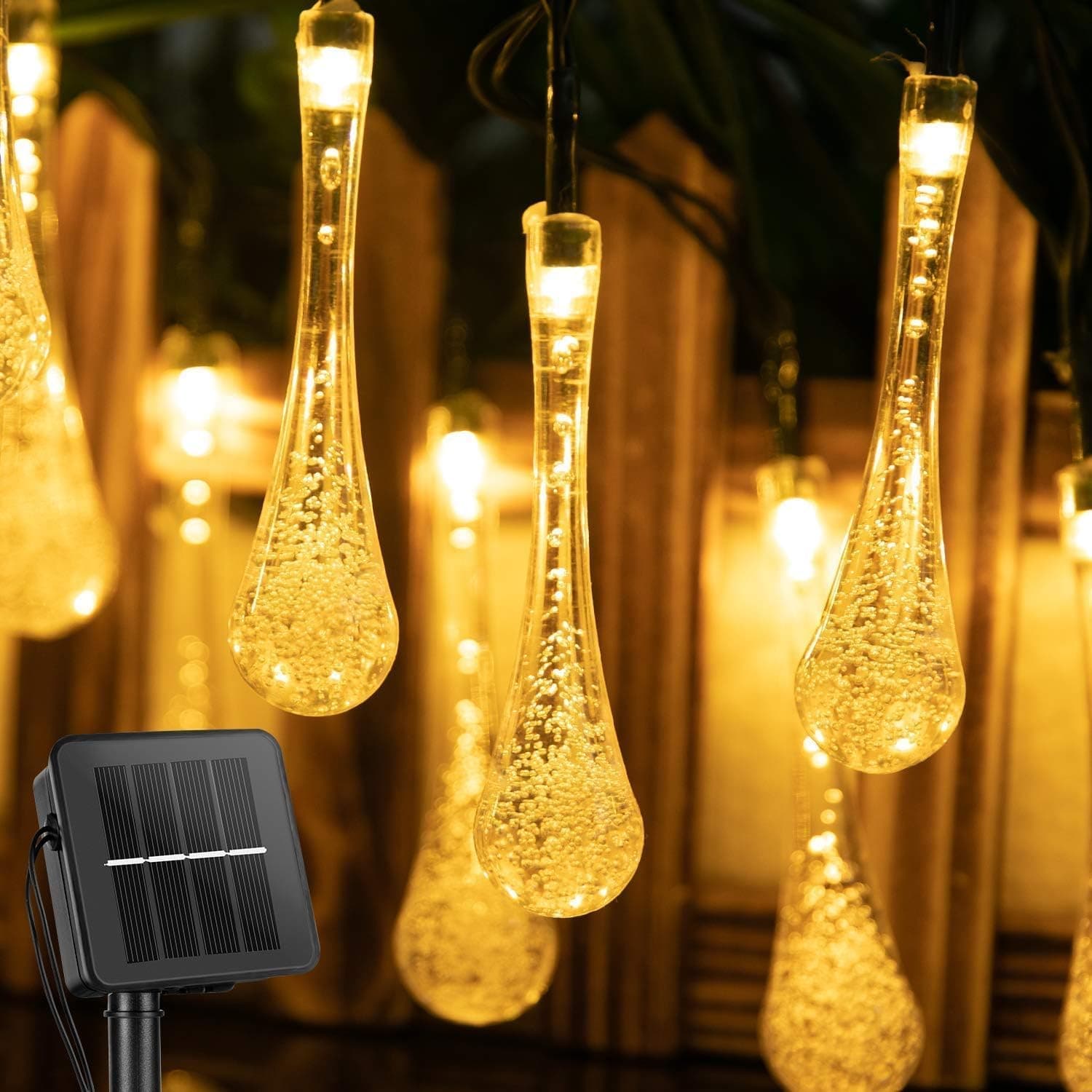 Epyz Solar lamp for Home String Lights 30 LED Decorative Lighting Crystal Water Drop for Garden, Home, Patio, Lawn, Party,Holiday,Indoor,Outdoor, Party Decorations Waterproof(20FT-Warm Yellow)