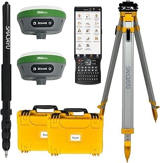 IMU RTK GPS Survey EQUIPEMNT 1cm Accuracy Kilometers Distance Between SMA26 PRO RTK Rover and RTK Base, Work as Base Station for Drones, 0-60° Tilt Surveying(Include Tripod, Pole&Tribrach)
