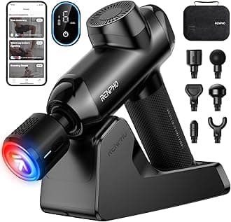 RENPHO Massage Gun with Heat and Cold, Bluetooth & Charging Station, Deep Tissue Massage Gun, Power+ Thermacool Deluxe