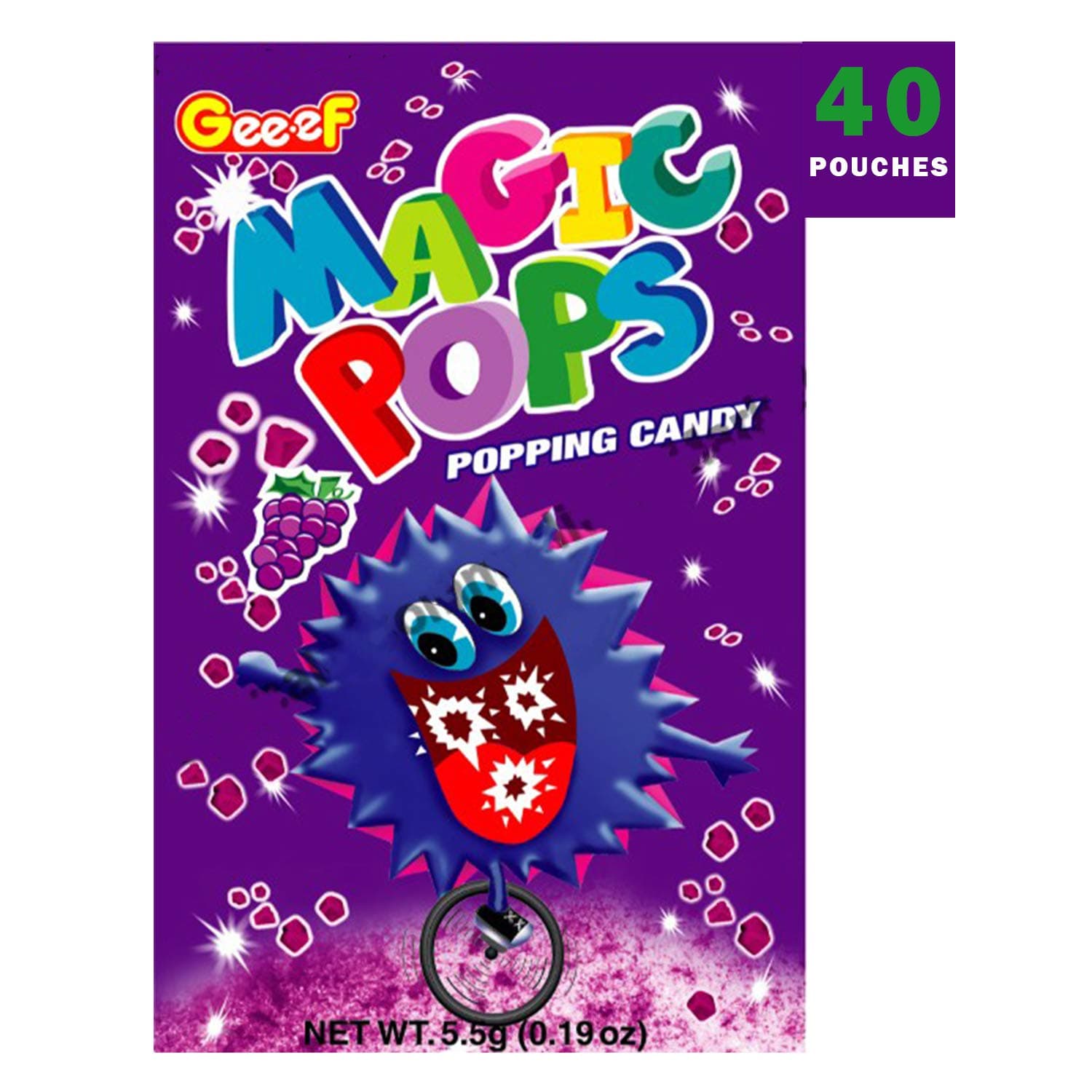 Magic Pops Popping Candy, Grape Flavor, 5 g x 40 Pouches, 200 g