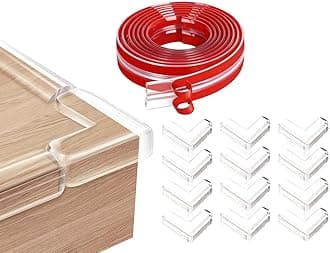 Baby Safety Combo – 12-Pack Corner Guards + 4M Edge Protector Strip | Soft Silicone Cushion for Child Safety | Baby Proofing for Furniture, Desks & Sharp Corners | Durable & Transparent