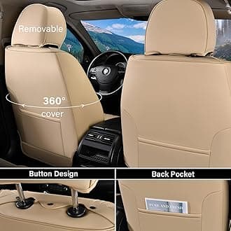 Coverado Waterproof Seat Covers for Cars, Front Car Seat Covers, 2 in 1 Conversions Car Seat Protector Automotive Seat Covers Universal Fit for Most Cars SUVs and Trucks(Beige)