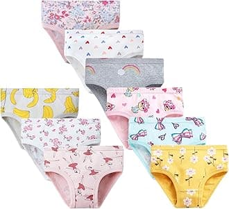 Girls' Knickers 9 Pack Girls Underwear Comfortable Briefs Girls Cotton (2-9 Years)