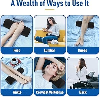 CushZone Seat Cushion, Lumbar Roll Support Pillow for Office Chair, Car, Gaming Chair, Memory Foam Back Cushion with Washable Cover for Relieving Back Pain & Improving Posture,Black