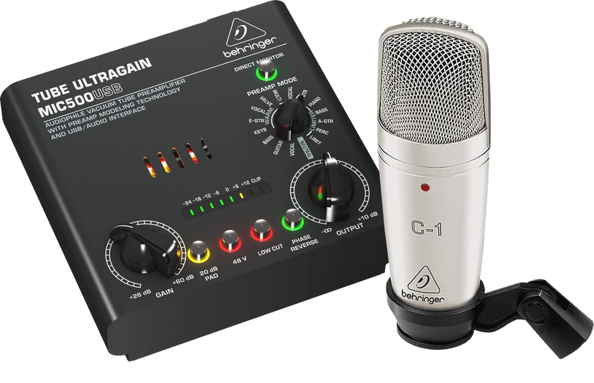 Behringer VOICE STUDIO Complete Recording Bundle with Studio Condenser Mic, Tube Preamplifier with 16 Preamp Voicings and USB/Audio Interface