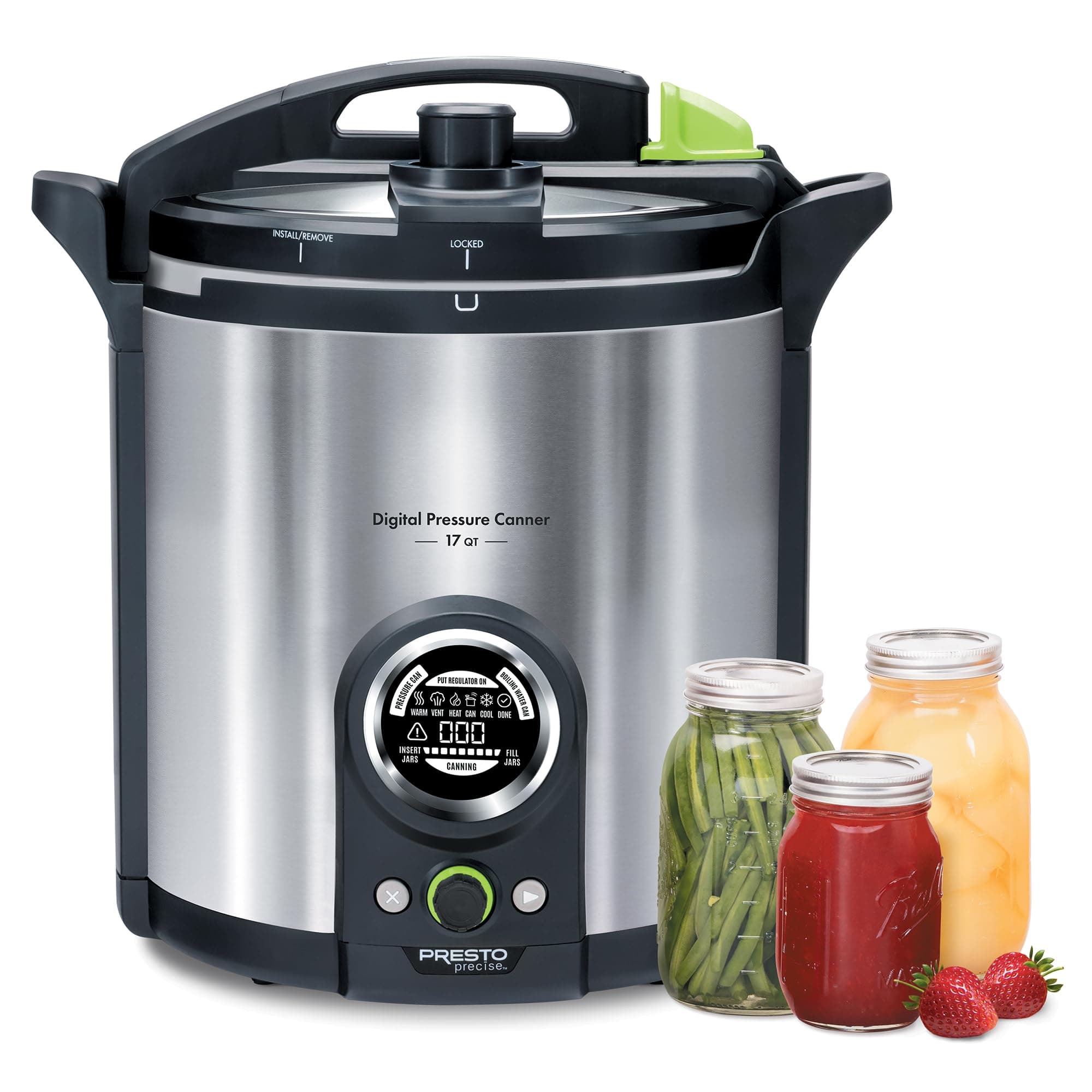 02152 17-Quart Digital Pressure Canner - Digital Display, Waterbath Capable, 10 Built-In Safety Features, Recipe Book, Stainless Steel