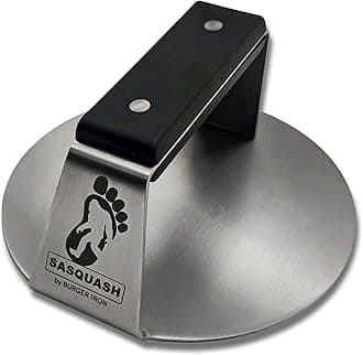 Burger Iron The Sasquash - Heavy Duty Extra Wide Flat Handle Smashed Press - Commercial Grade Welded Stainless Steel Smasher