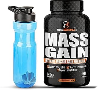 - HulkNutrition Bulk Gain Mass & Weight Gainer Capsule for Fast Weight & Muscle Gain, Muscle Building Weight Lifters Supplement for Muscle Growth, Stamina & Strength, Men & Women - 60 Cap. | Free Shaker