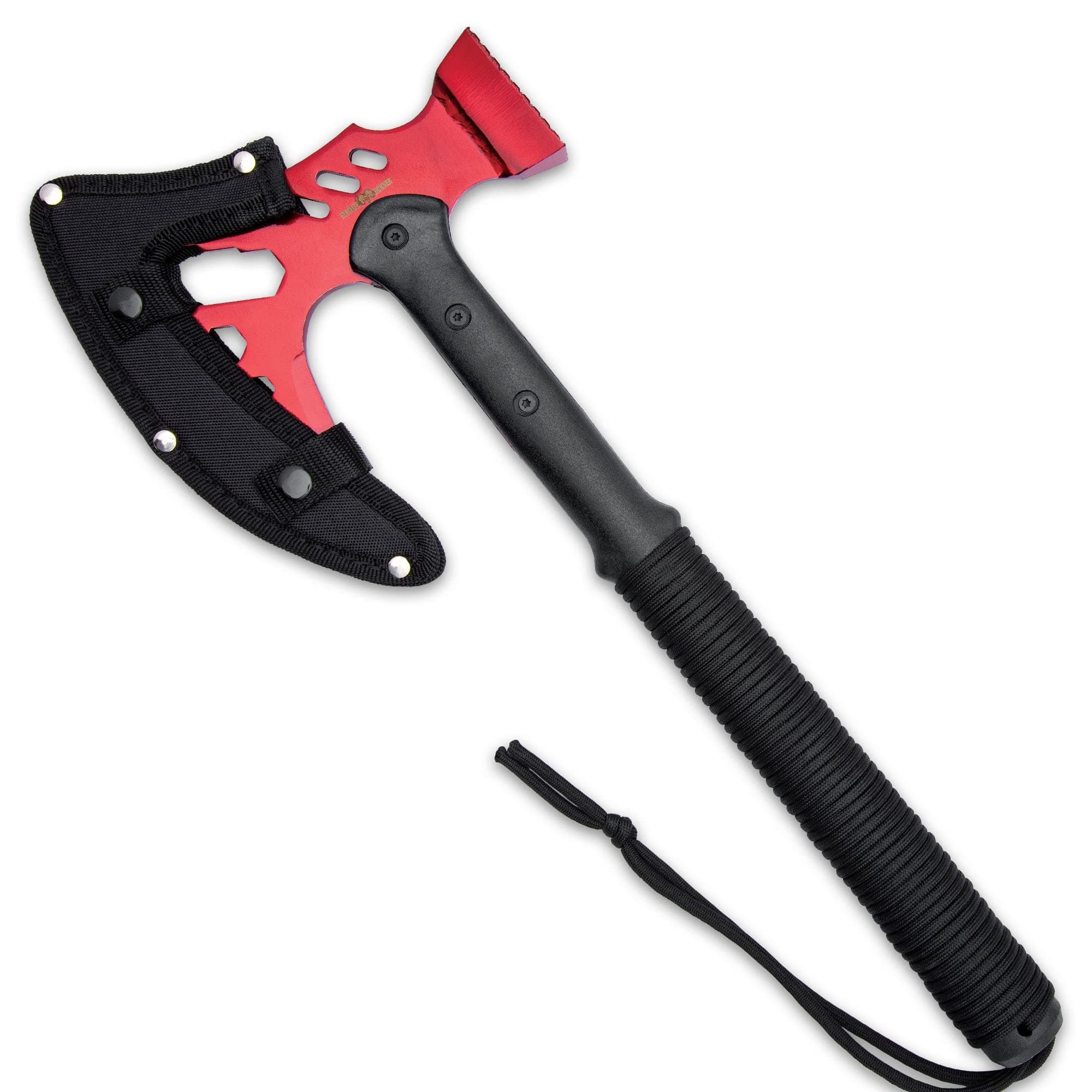Tactical Multi-Tool Hammer and Axe with Sheath (Red)