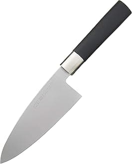 KAI Wasabi Black Deba 15.0 cm Blade Length - Polished 6A/1K6 Stainless Steel 58 (±1) HRC - Black Polypropylene Handle - Japanese Cleaver - Made in Japan