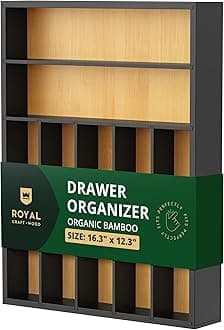ROYAL CRAFT WOOD Premium Bamboo Kitchen Utensil Rack: Elegant Organizer and Spacious Utensil Holder for Streamlined Kitchen Storage - Silverware Organizer, Kitchen Drawer Organizer