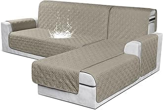 VANSOFY Sectional Couch Covers 100% Waterproof L Shaped Sofa Slipcover 3pcs Reversible Chaise Lounge Cover for Sectional Sofa Furniture Protector Cover for Pets Cat Dog(Small, Khaki)