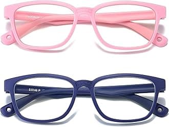 AHXLL Kids Blue Light Blocking Glasses 2 Pack, Anti Eyestrain & UV Protection, Computer Gaming TV Phone Glasses for Boys Girls Age 3-9 (Navy Blue+Pink)