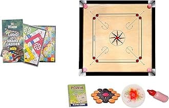 WRF Superior Matte Finish Practice Carrom Board For Serious Professional Practice With Coins Striker And Powder Black New (26 Inch Carrom With Vixen Ludo Wr-012), For Kid, Adult