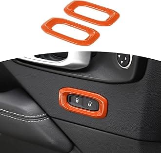 RT-TCZ for Jeep JL Orange Door Lock Switch Button Trim Cover for Jeep Wrangler JL JLU 2018+ for Gladiator JT 2020+ ABS Interior Accessories 2pcs