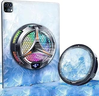iPad Cooler Magnetic Tablet Fan Cooler with LED Display for MacBook/Surface pro/Samsung Tab/Steam Deck,Universal Semiconductor Radiator for Desk Work, Gaming, Streaming Live, Watch Movie, Black