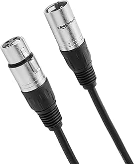 Amazon Basics Speaker PA System XLR Microphone Cable with All-Copper Conductor 6mm PVC Jacket 3m Black 2-Piece Set